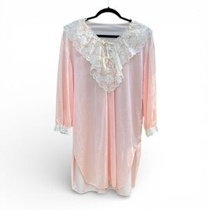 Vintage Lady Cameo Pink Lace Coquette Nightgown